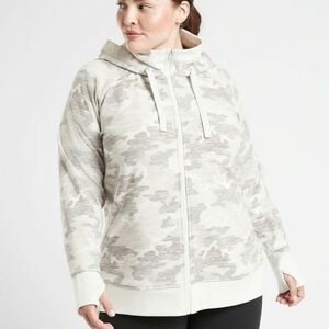 Athleta Cream and Gray Camo Hoodie